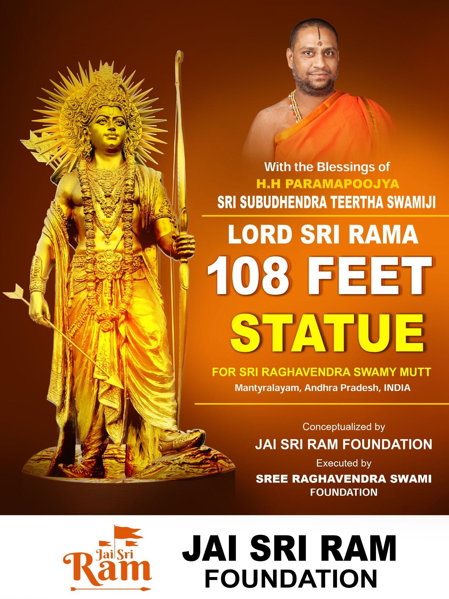 Jai Sri Ram Foundation Unveils Grand Vision: Majestic 108 Feet Lord Sri Rama Statue Takes Shape in Andhra Pradesh